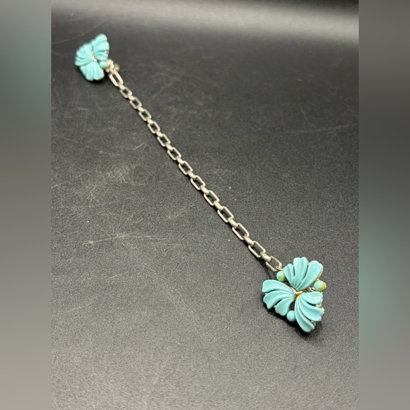 Vintage Blue & Silver Tone Metal Sweater Clip Jewelry Accessory Gift Accessories - Picture 7 of 9